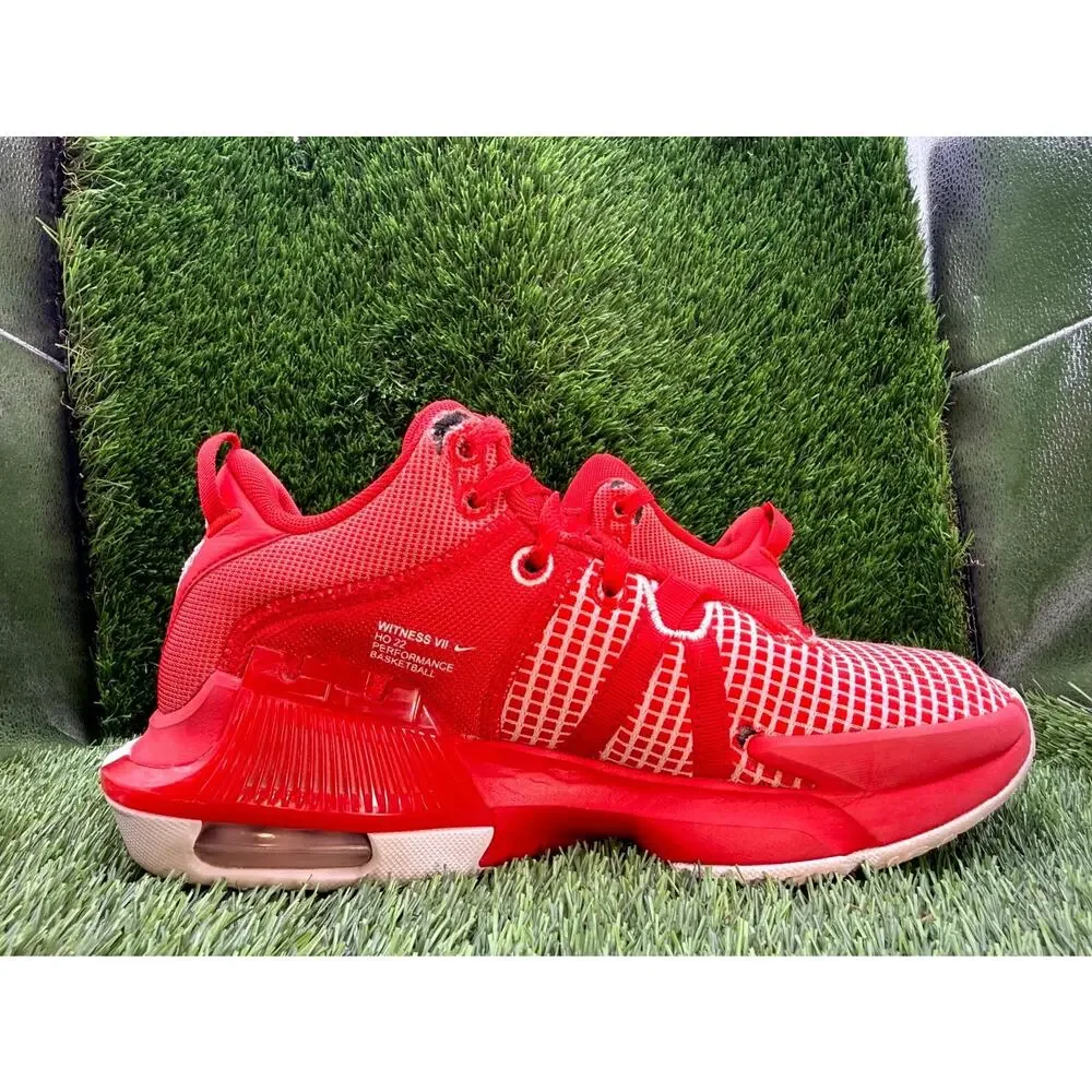Nike LeBron Witness 7 TB DZ3299-600 Athletic Sneaker Men's 7.5 Red Mesh Sports
